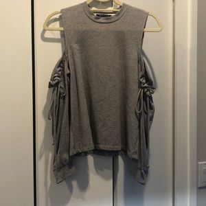 Maven West gray open shoulder sweatshirt